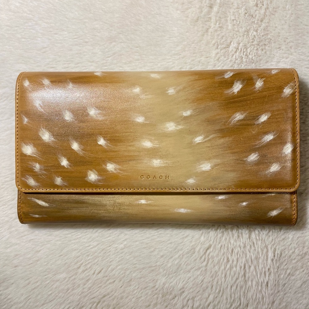 ‘Deer Pelt’ Hand-Painted Coach Leather Full-Length Trifold Snap Wallet (1 of 1)